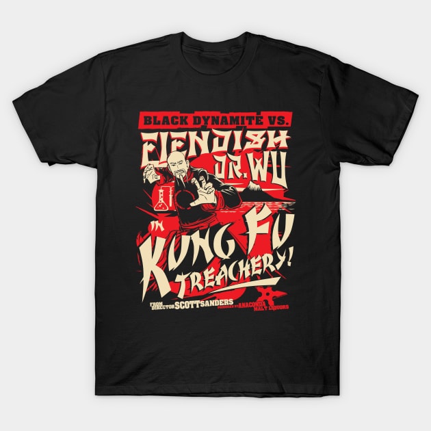 Black Dynamite vs. Fiendish Dr. Wu T-Shirt by PistolPete315